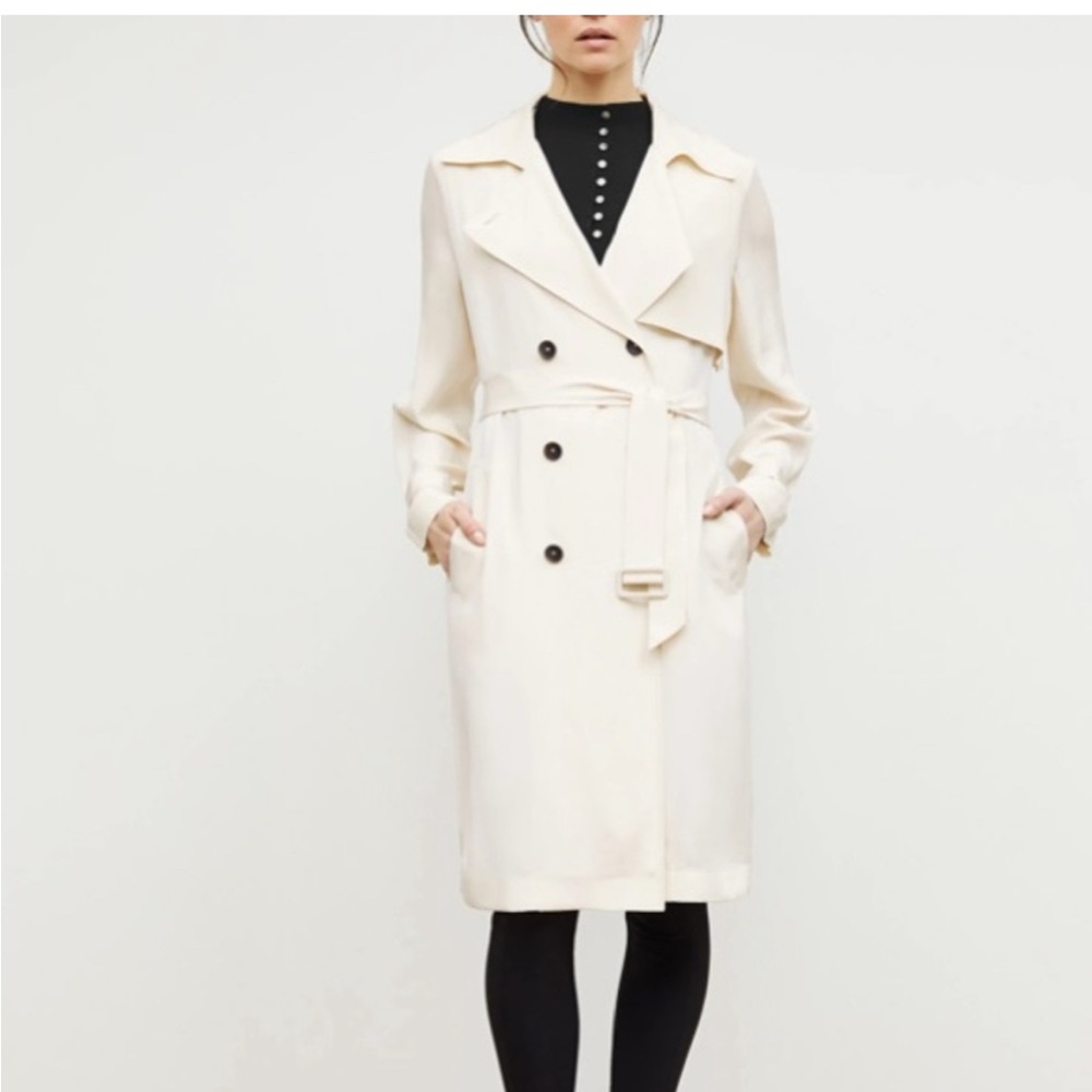 MM Lafleur Jensen 1.0 Trench Coat Silk Pearl Size XS NEW